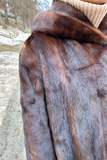 Mahogany mink pels med hætte - Vintage